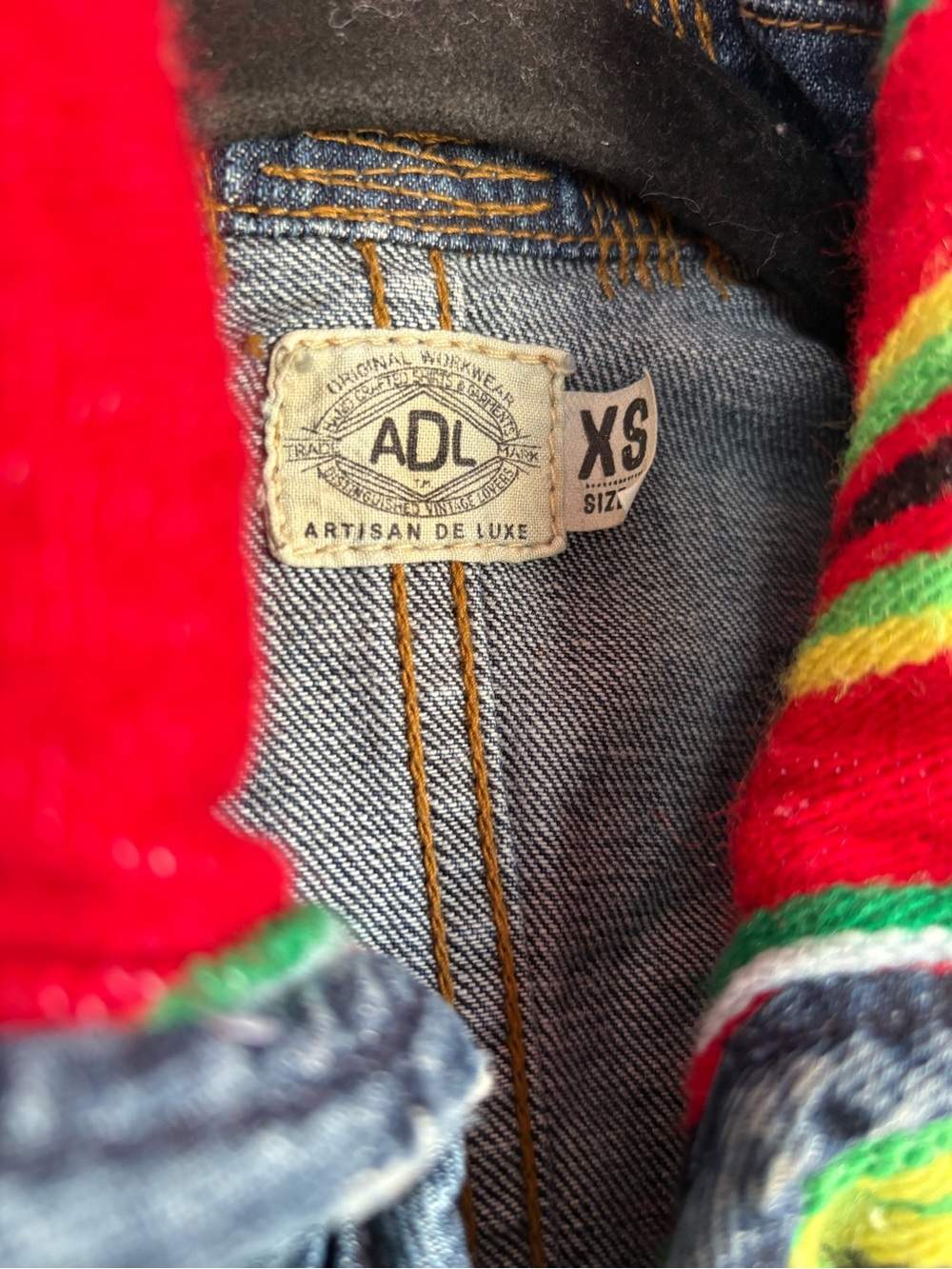 Free People ADL Serape Blanket Denim Mixed Media Patchwork Jacket Boho XS - Picture 5 of 8